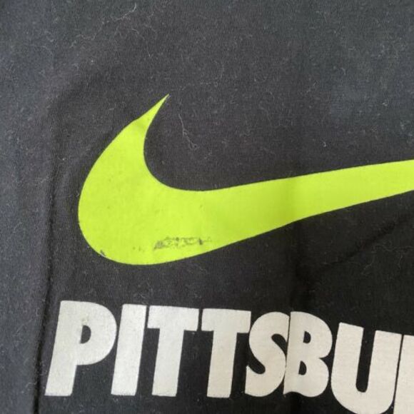 Pittsburgh Nike Tee Short Sleeve Slim Fit T-Shirt Black Neon Green Pennsylvania - Picture 3 of 5